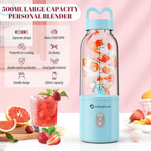 Load image into Gallery viewer, Portable Personal Blender 17 OZ/500 ML Juicer, 175W Personal Size Blender, Ideal for Smoothies, Ice Blending, Juicing, and Food Processing, Compact, Convenient, and Versatile (Blue)
