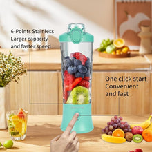 Load image into Gallery viewer, Portable Blender, Personal Blender for Shakes and Smoothies with 20 Oz Travel Cup and Lid, Mini Personal Size Blender with 6 Blades and USB Rechargeable for Gym and Kitchen (Mint Blue)
