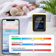 Load image into Gallery viewer, 15-in-1 Air Quality Monitor, Indoor CO/CO2/HCHO/TVOC/AQI/PM0.3/PM1.0/PM2.5/PM10/Thermometer/Humidity Monitor/Date and Time/Alarm Clock/Timer/Mobile APP, WiFi, Alerts &amp; Notifications(WY)
