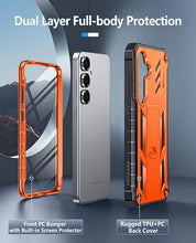 Load image into Gallery viewer, FNTCASE for Samsung Galaxy S25 Case: for Galaxy S24 Case Military Grade DropProof Protection Cover with Kickstand | Matte Textured Rugged Shockproof | Protective Sturdy Phone Case - 6.2 inch Orange
