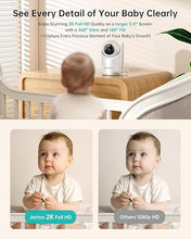 Load image into Gallery viewer, 2K Video Baby Monitor with Camera and Audio, 3600ft Long Range Baby Monitor No WiFi 5.5&quot; FHD Screen ANC Baby Camera Wireless, Room, Portable, Night Vision, 2-Way Talk, AI Cry Detect, 6000mAh
