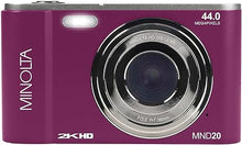 Load image into Gallery viewer, Minolta MND20 44 MP / 2.7K Ultra HD Digital Camera (Magenta)
