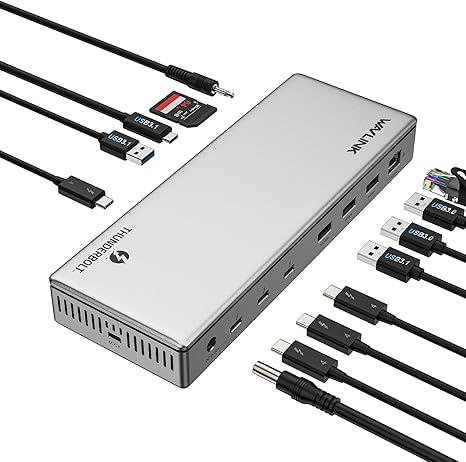 WAVLINK Thunderbolt 4 Docking Station, 98W PD, Single 8K or Dual 4K Display for MacBook Pro/Air Thunderbolt 4/3, USB-C/USB 4 Windows(4xTBT 4, 4xUSB-A, USB-C, 2.5G Ethernet, SD, Audio, DC Port)