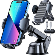 Load image into Gallery viewer, HTU 2024 Best Car Phone Holder Mount ?80+LBS Strongest Suction &amp; Military 5-in-1? Universal Upgraded Dashboard Windshield Vent Truck Stand for iPhone 16 15 14 Android?Patent &amp; Safety Certs?, Black
