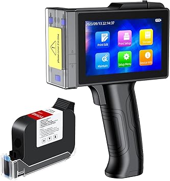 TIJ800 Handheld Inkjet Printer with 5 Inch LED Touch Screen Quick-Drying Portable Handheld Printer for Text/QR Code/Barcode/Logo/Date/Batch Number/Variable Data etc.