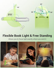 Load image into Gallery viewer, DEWENWILS Book Reading Light, USB Rechargeable Booklight for Reading at Night, LED Clip On Book Lights for Kids, Bookworms, Blue Light Blocking, Amber + Warm White (Green)
