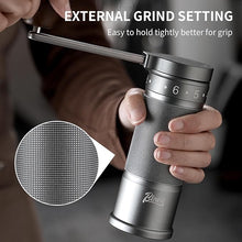 Load image into Gallery viewer, Bincoo Foldable Manual Coffee Grinder with External Adjustable Setting,Coffee Bean Grinder with Portable Storage Bag,Stainless Steel Burr Grinder Suitable for Home, Office and Travel for Use(Gray)
