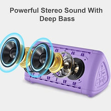 Load image into Gallery viewer, Prosonic BT3 Portable Wireless Bluetooth Speaker with 10W Stereo Sound &amp; Bass Boost -Rich Sound &amp; Intense Bass -Bluetooth 5.0 -Microphone -IPX5 - in &amp; Outdoor Speaker (Purple)
