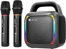 Load image into Gallery viewer, Karaoke Machine with 2 Wireless Microphones, Portable 5.0 Bluetooth Speaker for Adults &amp; Kids, with 50W Speaker,Handle &amp;RGB Lights, Supports TF Card/USB/Aux in/TWS,for Home,Party,Performance,Meeting
