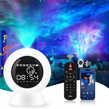 Load image into Gallery viewer, LitEnergy Alarm Clock Star Projector for Kids Bedroom, Bluetooth Speaker and White Noise Galaxy Lamp, Starry Night Light with Timer and Remote Control for Room Decor, Home Theater, Ceiling
