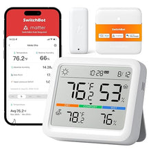 Load image into Gallery viewer, SwitchBot WiFi Indoor Outdoor Thermometer Meter Pro Pack with Outdoor Meter and Hub Mini (Matter Enabled), Wireless Humidity Sensor with App Control, Thermometer for Basement, Kitchen, and Greenhouse
