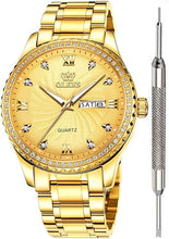 Load image into Gallery viewer, OLEVS Luxury Diamond Watches for Men Waterproof Mens Fine Business Casual Watch Calendar Week Analog Quartz Watch for Christmas
