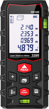 Load image into Gallery viewer, Laser Measure 328ft, Charcity Laser Distance Meter 100M(M/in/F) with 2 Bubble Levels, Mute Function IP54 Waterproof Large LCD Backlit, for Pythagorean Mode, Measuring Distance, Area, Volume
