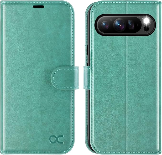 OCASE Compatible with Google Pixel 9 Pro XL Wallet Case, PU Leather Flip Folio Case with Card Holders RFID Blocking Kickstand [Shockproof TPU Inner Shell] Phone Cover 2024, Green