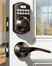 Load image into Gallery viewer, Veise Keyless Entry Door Lock with 2 Lever Handles - Electronic Keypad Deadbolt, Auto Lock, Easy Installation Digital Smart Code Door Lock, Front Door Lock Set, Oil Rubbed Bronze
