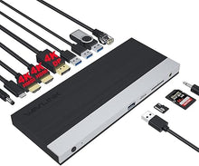 Load image into Gallery viewer, WAVLINK USB C Docking Station, Support 100W Charging for PC, Triple Display Max 4K@60Hz with DisplayPort,2 HDMI,4 USB 3.0,Gigabit Ethernet,SD/TF Card Slot,Audio Jack for Windows &amp; Mac OS M1 M2
