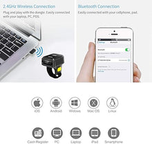 Load image into Gallery viewer, Portable Ring Bluetooth Barcode Scanner Wireless 2.4Ghz &amp;USB Wired 3 in 1 Connection Windows.Mac OS.Android.Portable Wearable Mini Finger Bar Code scanners
