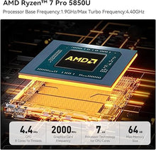 Load image into Gallery viewer, TRIGKEY Ryzen 7 5850U Mini PC, 8C/16T, Up to 4.4GHz, Mini Computer 16G DDR4 500G NVMe SSD, DP+HDMI+Type-C Triple-Screen 4K Output, WiFi-6, BT 5.2, Office/Home Micro PC
