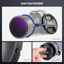 Load image into Gallery viewer, NEEWER 58mm ND2-400 (1-9 Stops) Variable ND Filter with Lens Cap, Lanyard, Cleaning Cloth, Precise Neutral Density Adjustment, Fingerprint &amp; Scratch Resistant Multicoated Optical Glass
