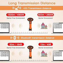 Load image into Gallery viewer, Symcode Bluetooth 2D QR Barcode Scanner with Charging Stand,Industrial Dustproof and Waterproof 3 in 1 Compatible with Bluetooth &amp; 2.4GHz Wireless &amp; Wired Connection with Vibration Alert Orange
