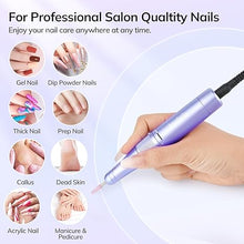 Load image into Gallery viewer, Lavinda Electric Nail Drill Machine, Professional 35000RPM Nail File Cordless Rechargeable Nail Efile for Acrylic Gel Nails, Manicure Pedicure Polishing Shape Tools for Salon Home Use-Purple
