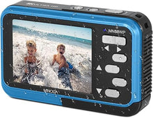 Load image into Gallery viewer, Minolta 48 Mega Pixels Underwater Digital Camera with Autofocus, 5K Video &amp; Dual LCD, Blue
