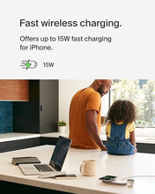 Load image into Gallery viewer, Belkin 3-in-1 MagSafe-Compatible Wireless Charging Pad with Qi2 15W - iPhone Charger - Fast Charging Wireless Charging Station for iPhone 16, 15, &amp; 14 Series, AirPods, Apple Watch, &amp; More - White
