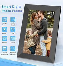 Load image into Gallery viewer, Frameo Digital Picture Frame WiFi - 10.1 Inch Digital Photo Frame with 32GB Storage, 1920x1200 IPS HD Touch Screen, Auto-Rotate, Setup to Share Photos or Videos Remotely via App from Anywhere
