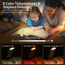 Load image into Gallery viewer, Book Light, USB Rechargeable Reading Light, Eye-Cared Amber Light Mode Book Light for Reading in Bed Kids, 8 LEDs Bookmark Portable Book Light Clip on, Stepless Dimming, Turquoise
