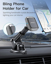 Load image into Gallery viewer, APPS2Car Magnetic Phone Holder for Car, Bling Dashboard/Windshield Sturdy Suction Cup Phone Holder, Crystal Magnetic Phone Mount[6 Strong Magnets &amp; Adjustable Telescopic Arm] for All Smartphones
