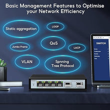 Load image into Gallery viewer, 6 Port 2.5G Easy Web Managed Switch, 4 x 2.5G Base-T Ports, 2 x 10G SFP+, Static Aggregation,QoS/VLAN/IGMP, 2.5Gb Network Homelab Switch
