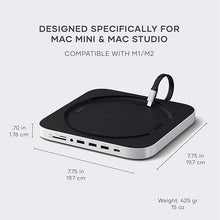 Load image into Gallery viewer, Satechi Mac Mini Hub &amp; Stand with SSD Enclosure for NVME/SATA M.2, Mac Mini Dock with USB C 10Gbps, 3 USB A 5/10Gbps, 2.0 Audio Jack, for Mac Mini M2 /M1, Mac Studio - Silver
