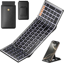 Load image into Gallery viewer, ProtoArc Backlit Foldable Keyboard, XK01 Plus Folding Portable Bluetooth Keyboard for Travel, True Full Size External Wireless Keyboard with Backlight for iPad Tablet Smartphone Laptop PC
