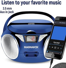 Load image into Gallery viewer, Magnavox MD6924 Portable Top Loading CD Boombox with AM/FM Stereo Radio in Black | CD-R/CD-RW Compatible | LED Display | AUX Port Supported | Programmable CD Player | (Blue)
