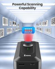 Load image into Gallery viewer, Eyoyo 2D Bluetooth Barcode Scanner Wireless with Clip, 2000mAh Battery with Level Indicator, Portable Mini QR Bar Code Reader for Library Book Inventory Compatible with iPhone, iPad, Android Phone
