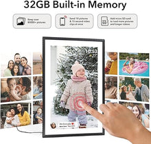 Load image into Gallery viewer, WiFi Digital Picture Frame 10.1 Inch, 32GB Storage Smart Digital Photo Frame IPS HD Touch Screen with Auto-Rotate, Share Photos or Videos Via Frameo App
