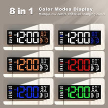 Load image into Gallery viewer, JALL 16&quot; Large Digital Wall Clock Timer, Remote Controll, 2 Alarms, LED Display, 8 RGB Color, Auto DST, Temperature for Living Room, Bedroom, Desk, Mounted, Gift for Elderly (White Orange, 16 inches)
