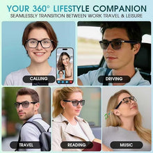 Load image into Gallery viewer, Bluetooth Audio Smart Glasses for Men &amp; Women, Bluetooth Glasses with Color-Change Lens, Open Ear Speaker, IPX5 Waterproof, Smart Audio Glasses for iPhone Android Music/Calls (Black)
