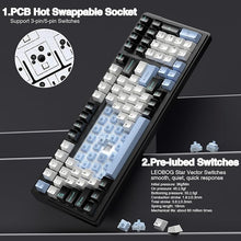 Load image into Gallery viewer, AULA F99 Wireless Mechanical Keyboard,Tri-Mode BT5.0/2.4GHz/USB-C Hot Swappable Custom Keyboard,Pre-lubed Linear Switches,Gasket Structure,RGB Backlit Gaming Keyboards for PC/Tablet/Xbox/PS4/PS5
