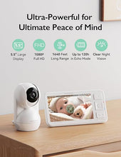 Load image into Gallery viewer, Momcozy Video Baby Monitor, 5.5” 1080P Full HD Baby Monitor with Camera No WiFi, Infrared Night Vision, 5800mAh 120-hrs Battery, ECO, VOX, 2-Way Audio, 1640ft Range, Record and Rewind Locally, BM03
