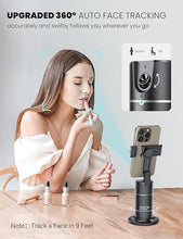 Load image into Gallery viewer, Auto Face Tracking Tripod 360 Rotation?Newest Version? No App Required Auto Face Tracking Tripod for Cell Phone Rotating Compatible with 4&#39;&#39;-7&#39;&#39; iPhone Android Phone Holder for Vlog Live Stream
