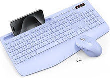 Load image into Gallery viewer, Wireless Keyboard and Mouse Combo - Full-Sized Ergonomic Keyboard with Wrist Rest, Phone Holder, Sleep Mode, Silent 2.4GHz Cordless Keyboard Mouse Combo for Laptop, Computer, PC, Mac, Windows -Trueque
