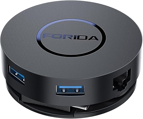Mini USB C Docking Station Dual HDMI Monitor, FORIDA USB-C Hub, Dual 4K HDMI USB C to USB Adapter, 1 Gbps Ethernet, 100W Power Delivery, Micro SD Card Reader for MacBook Pro, Dell,XPS (Dual HDMI)