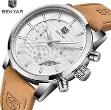 Load image into Gallery viewer, BENYAR Quartz Chronograph Waterproof Watches Business and Sport Design Leather Band Strap Wrist Watch for Men
