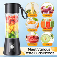 Load image into Gallery viewer, Portable Blender for Smoothies and Shakes - Mini Blender with 6 Stainless Steel Blades for Powerful Blending, Personal Blender 380Ml BPA Juice Cup for Home/Travel/Gym, Black
