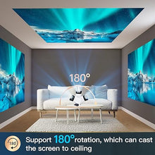 Load image into Gallery viewer, ?180°Adjustable Stand?HIPPUS Smart Projector with WiFi and Bluetooth, Full HD 1080P , Auto Keystone,4K Video Portable Ceiling Projector,Wifi 6,Android 11.0 (White)
