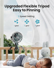 Load image into Gallery viewer, Gaiatop Mini Portable Stroller Fan, Battery Operated Small Clip on Fan, Detachable 3 Speed Rechargeable 360° Rotate Flexible Tripod Cooling Fan for Car Seat Crib Treadmill Travel Black
