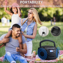 Load image into Gallery viewer, hPlay Gummy P16 Portable CD Player Boombox AM FM Digital Tuning Radio, Aux Line-in, Headphone Jack, Foldable Carrying Handle (Space Grey)
