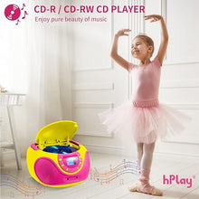 Load image into Gallery viewer, hPlay Gummy P16 Portable CD Player Boombox AM FM Digital Tuning Radio, Aux Line-in, Headphone Jack, Foldable Carrying Handle (Pink)
