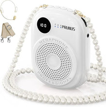 Load image into Gallery viewer, Voice Amplifier for Teacher,Portable Wired Voice Amplifier with Microphone Headset and Speaker,Rechargeable Mini Voice Amplifier for Classroom,Speech,Training,Tour Guide,Pearl Chain Design (White)
